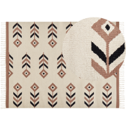 NIAVAN - Vloerkleed - Beige/zwart - 160 x 230 cm - Katoen