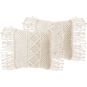 YORTAN  - Sierkussen set van 2 - Lichtbeige - 45 x 40 cm - Katoen