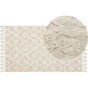 AKSARAY - Laagpolig vloerkleed - Lichtbeige - 80 x 150 cm - Katoen