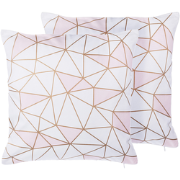 CLARKIA - Sierkussen set van 2 - Wit/Roze - 45 x 45 cm - Katoen