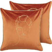 CROCUS  - Sierkussen set van 2 - Oranje - 45 x 45 cm - Fluweel