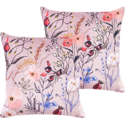 ANEMONES - Sierkussen set van 2 - Pastelroze - 45 x 45 cm - Fluweel
