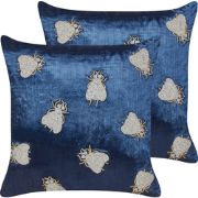 PENTAS - Sierkussen set van 2 - Marineblauw - Fluweel