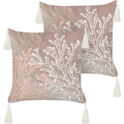 MAZZAELLA - Sierkussen set van 2 - Taupe - 45 x 45 cm - Fluweel