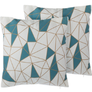 CLARKIA  - Sierkussen set van 2 - Wit/Blauw - 45 x 45 cm - Katoen