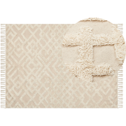 ARDAHAN - Laagpolig vloerkleed - Lichtbeige - 140 x 200 cm - Katoen