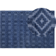 ADATEPE - Laagpolig vloerkleed - Marineblauw - 140 x 200 cm - Viscose