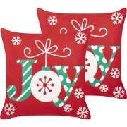 GINGERBREAD - Sierkussen set van 2 - Rood - 45 x 45 cm - Katoen