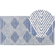 DATCA - Laagpolig vloerkleed - Blauw - 80 x 150 cm - Wol