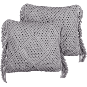 BESHAM - Sierkussen set van 2 - Grijs - 45 x 45 cm - Katoen