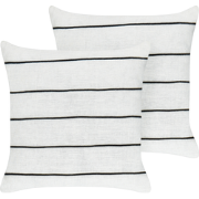MILAS - Sierkussen set 2 - Gebroken wit/Zwart - 50 x 50 cm - Linnen