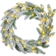 ALBINI - Krans met LED - Groen -  45 cm - Synthetisch