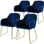 Eetkamerstoel set van 4 Gevoerde quilting met rugleuning en armleuning...