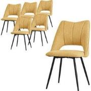 Eetkamerstoel set van 6 mosterdgeel gestoffeerd incl. montagemateriaal...