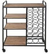 Clayre & Eef Keukentrolley 76x37x89 cm Zwart Hout