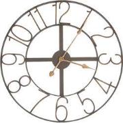 Clayre & Eef Wandklok Ø 60 cm Bruin IJzer