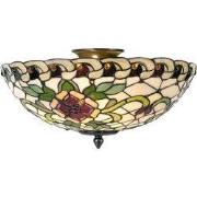 Lumilamp Plafondlamp Tiffany Ø 40x25 cm Groen Rood Metaal Roos