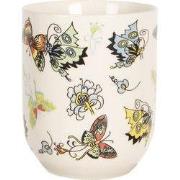 Clayre & Eef Mok 100 ml Beige Geel Porselein Vlinders