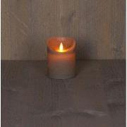 Batterijverlichting kaars wax rustiek bewegende vlam 7,5x10cm taupe 3x...
