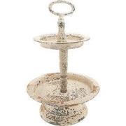 Clayre & Eef Etagère 2 laags Ø 22x34 cm Beige IJzer