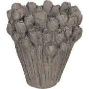 Clayre & Eef Bloempot Ø 23x25 cm Grijs Steen Bloemen