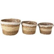 Clayre & Eef Opbergmand Set van 3 Ø 32 Ø 28 Ø 24 cm Bruin Stro