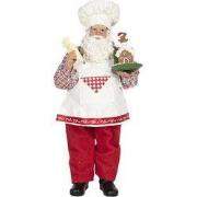 Clayre & Eef Beeld Kerstman 28 cm Rood Wit Textiel