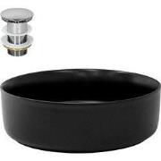 Wastafel incl. afvoerset zonder overloop Ø 36x12 cm Zwart keramiek ML-...