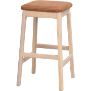 Livermore eikenhouten barkruk whitewash met bruin kunstleer zitkussen ...