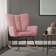 Schommelstoel met armleuningen in badstof roze tot 120 kg schommelstoe...