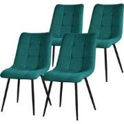 Eetkamerstoelen set van 4 petrol keukenstoelen met polyester hoes en s...