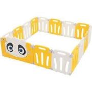 Kinderbox Babybox 160x160 cm Wit, Geel Panda Opvouwbaar Kruipbox Joyz