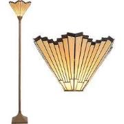 Lumilamp Tiffany Vloerlamp 37x37x183 cm Goudkleurig Polyresin