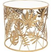 Clayre & Eef Bijzettafel Ø 61x56 cm Goudkleurig Metaal Bladeren
