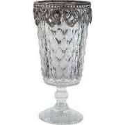 Clayre & Eef Theelichthouder Ø 8x16 cm Zilverkleurig Glas