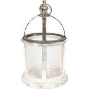 Clayre & Eef Windlicht Ø 28x46 cm Wit Hout
