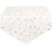 Clayre & Eef Tafelloper 50x160 cm Wit Roze Katoen Bloemen
