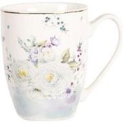 Clayre & Eef Mok 360 ml Wit Blauw Porselein Bloemen