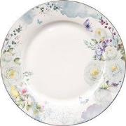 Clayre & Eef Dinerbord Ø 26 cm Wit Blauw Porselein Bloemen
