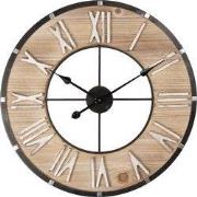 Clayre & Eef Wandklok Ø 60 cm Bruin Hout