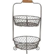 Clayre & Eef Etagère 2 laags Ø 24x36 cm Zwart IJzer