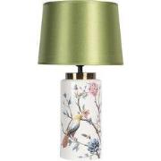 Clayre & Eef Tafellamp Ø 28x50 cm E27/max 1x60W Groen Keramiek Vogels