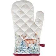 Clayre & Eef Ovenwant 18x30 cm Wit Rood Katoen Hert