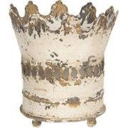 Clayre & Eef Theelichthouder Kroon Ø 14x15 cm Beige IJzer