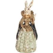 Clayre & Eef Beeld Konijn 5x4x11 cm Beige Blauw Polyresin