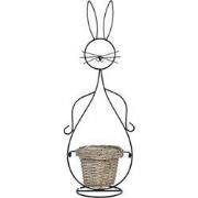 Clayre & Eef Bloempot 15x23x67 cm Zwart IJzer