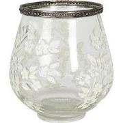 Clayre & Eef Theelichthouder Ø 12x13 cm Glas Bloemen
