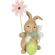Clayre & Eef Beeld Konijn 9x9x17 cm Bruin Groen Kunststof