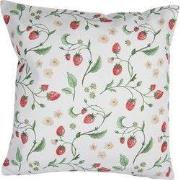 Clayre & Eef Kussenhoes 40x40 cm Wit Rood Katoen Aardbeien