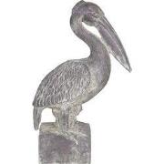 Clayre & Eef Beeld Pelikaan 23x13x37 cm Grijs Kunststof